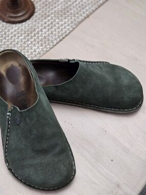 Birkenstock Zermatt Men's Suede Slip-Ons in Forest Green